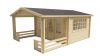 Tuindeco Bolton Blokhut 440x340 cm + luifel 200 cm 58 mm vuren grijs geïmpregneerd