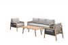 Decala loungeset - 4-delig aluminium - light teak look - desert sand