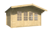 Tuindeco Blackpool blokhut 440x340 cm + luifel 90 cm 58 mm vuren groen geïmpregneerd