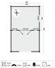 Blokhut Sanstrov 380x320 cm + luifel 270 cm - geïmpregneerd plattegrond