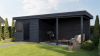 Lugarde Select Modern tuinhuis met overkapping Lelystad 300x300cm + 400cm - Zwarte olie