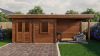 Lugarde Select Modern tuinhuis met overkapping Neerkant 388x250cm + 300cm - Bruine olie