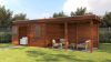 Lugarde Select Modern tuinhuis met overkapping Dronten 388x250cm + 400cm - Bruine olie