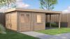 Lugarde Select Modern tuinhuis met overkapping Almere 388x388cm + 300cm - Onbehandeld
