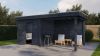 Lugarde Select Modern tuinhuis met overkapping Vught 250x250cm + 300cm - Zwarte olie