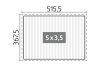 plattegrond met afmetingen van biohort pergola 5 x 3,5 meter