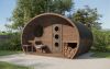 Barrelsauna Oval 300 - 410x243 cm - incl. dakshingles en vloer