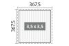 Lamellen overkapping 3,5 x 3,5 meter - plattegrond