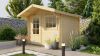 Tuindeco Bjorn Blokhut 300x260 cm + luifel 80 cm 28 mm vuren red class wood geïmpregneerd