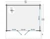 Blokhut Blackpool 440x340 cm met luifel - plattegrond