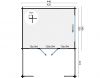 Blokhut Bolton 440x340 cm met luifel - plattegrond
