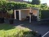 Tuindeco Elburg Blokhut 250x250 cm + luifel 250 cm 28 mm vuren grijs geïmpregneerd