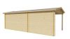 Tuindeco Skeg blokhut 420x340 cm + overkapping 280 cm 44 mm vuren red class wood geïmpregneerd