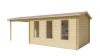Tuindeco Skeg Blokhut 420x340 cm + luifel 280 cm 44 mm vuren grijs geïmpregneerd