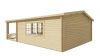 Tuindeco Wigan Blokhut 540x540 cm + luifel 200 cm 58 mm vuren honing geïmpregneerd