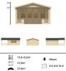 Tuindeco Bolton Blokhut 440x340 cm + luifel 200 cm 58 mm vuren grijs geïmpregneerd