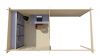 Tuindeco Brenda Blokhut 275x275 cm + luifel 250 cm 28 mm vuren honing geïmpregneerd