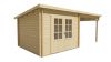 Tuindeco Chappo Blokhut 300x300 cm + luifel 298 cm 28 mm vuren bruin geïmpregneerd