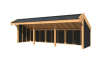 Lariks/Douglas kapschuur Boekelo met zwarte vurenhouten wanden - ongezaagd houtpakket 900x340 cm - Bouwpakket