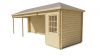 Tuindeco Gretel Blokhut 250x250 cm + luifel 550 cm 44 mm vuren red class wood geïmpregneerd