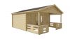Tuindeco Heino Blokhut 450x380 cm + luifel 200 cm 44 mm vuren grijs geïmpregneerd