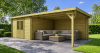Classicline Blokhut Friesland vuren groen geïmpregneerd 400x300 cm + overkapping 400 cm
