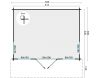 Blokhut Lory 415x330 cm + luifel 120 cm - Grijs - plattegrond