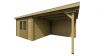 Classicline Blokhut Overijssel vuren groen geïmpregneerd 300x300 + overkapping 300 cm