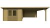 Classicline Blokhut Overijssel vuren groen geïmpregneerd 300x300 + overkapping 400 cm