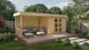 Tuindeco Maja Blokhut 320x240 cm + luifel 320 cm 28 mm vuren grijs geïmpregneerd