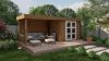 Tuindeco Maja Blokhut 320x240 cm + luifel 320 cm 28 mm vuren grijs geïmpregneerd