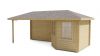 Tuindeco Niklas Blokhut 250x250 cm + luifel 325 cm 28 mm vuren honing geïmpregneerd