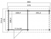 Blokhut Jelle 370x175 cm - Carbon Grey-Wit gecoat plattegrond