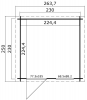 Blokhut Wels 230x230 cm - Platinum Grey-Wit gecoat plattegrond