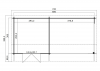 Blokhut Maribel 680x300 cm - Platinum Grey-Wit gecoat plattegrond