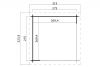 Blokhut Lara 275x275 cm - Platinum Grey-Wit gecoat plattegrond