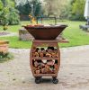 Barbecue Companero XXL 2.0 Cortenstaal - incl. hoes en houtopslag - Ø80cm