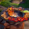 RJRoyal Living BBQ Plancha Grill Maestro XXL Ø80cm Cortenstaal - Met pook en houtopslag
