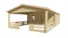 Tuindeco Sheffield Blokhut 540x540 cm + luifel 423 cm 58 mm vuren red class wood geïmpregneerd