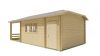 Tuindeco Sibella Blokhut 420x420 cm + luifel 280 cm 44 mm vuren grijs geïmpregneerd