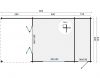 Tuindeco Sibella Blokhut 420x420 cm + luifel 280 cm 44 mm vuren grijs geïmpregneerd