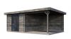 Lugarde Select Tiel Blokhut met overkapping 300x400 cm + 300 cm 28 mm keteldruk grijs geïmpregneerd