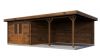 Lugarde Select Culemborg Blokhut met overkapping 300x400 cm + 400 cm 28 mm keteldruk bruin geïmpregneerd