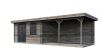 Lugarde Select Blokhut met overkapping Huissen 400x300cm + 400cm - Keteldruk Grijs
