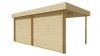 Tuindeco Stig Blokhut 250x300 cm + luifel 250 cm 28 mm vuren grijs geïmpregneerd