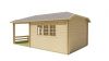Tuindeco Torkel Blokhut 420x420 cm + luifel 280 cm 44 mm vuren bruin geïmpregneerd