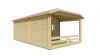 Tuindeco Torkel Blokhut 420x420 cm + luifel 280 cm 44 mm vuren groen geïmpregneerd