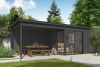 Tuinhuis Julia 295x295 cm + 350 cm aanbouw - Carbon Grey gecoat