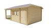 Blokhut Viveka 320x420 cm + luifel 280 cm + aanbouw 150 cm - Red class wood geïmpregneerd