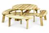 Ronde vurenhouten picknicktafel met 4 bankjes